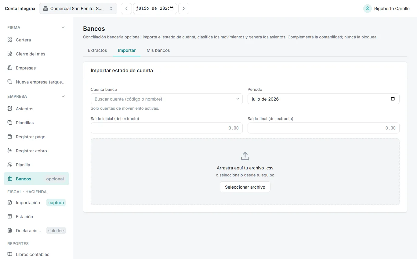 Importación de un estado de cuenta en CSV