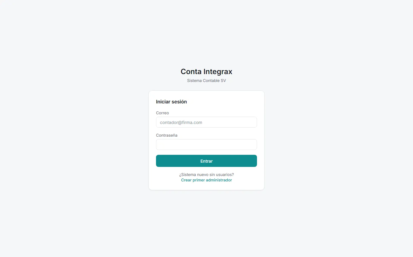 Pantalla de inicio de sesión de Integra Pymes