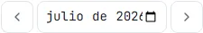 Selector de período de trabajo con julio 2026 y las flechas de mes anterior y mes siguiente